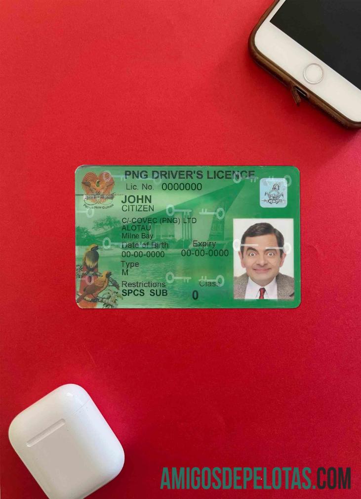 em branco Modelo de carteira de motorista de Papua Nova Guiné em formato PSD, 2020 - atual Photolook FRONT